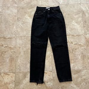 Zara High Rise Distressed Mom Jeans